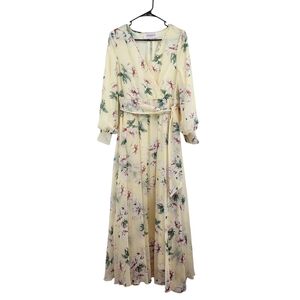 JessaKae Women's Floral South‎ of France Lily Chiffon Maxi Long Sleeve Dress